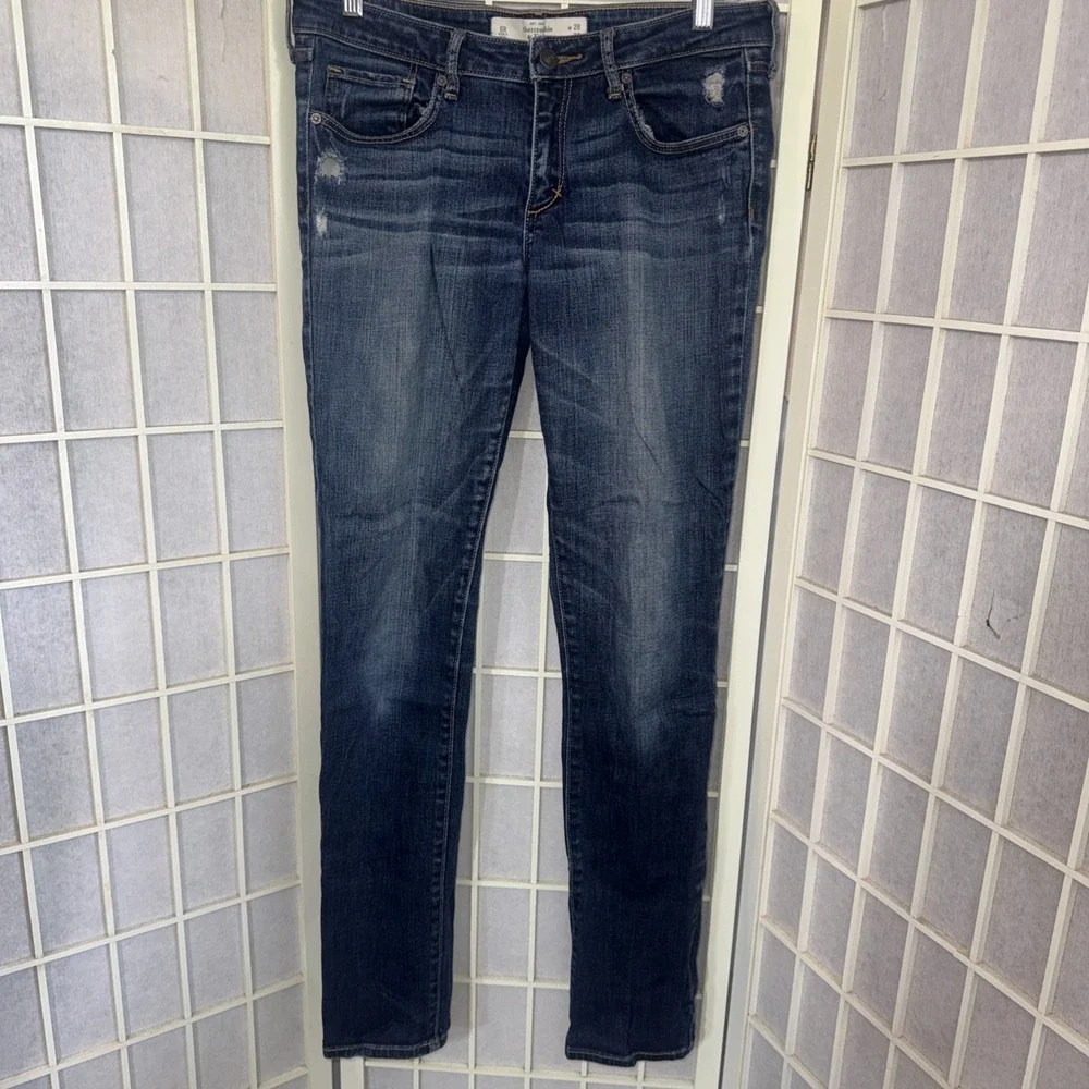 Abercrombie Distressed Y2K Preppy Blue The A & F Skinny Jeans Women Size 28 | 6R